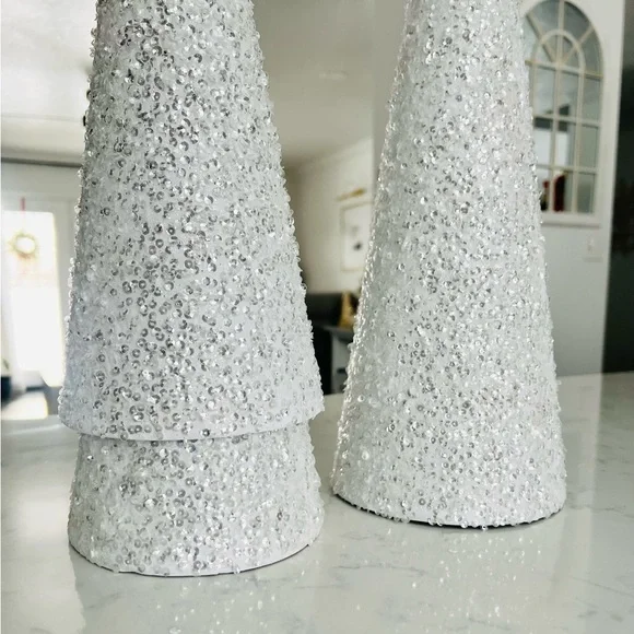 Elegant Gold and White Holiday Cone Trees - Picture 4 of 5